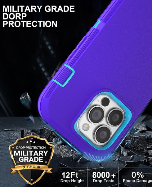 for iPhone 14 Pro Max Case 6.7" with 2 Screen Protector Tempered Glass & 2 Camera Lens Protector, Heavy Duty Full Protection Phone Case Military G...