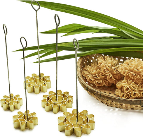 DOK JOK Brass Thai Flower Cookies Mold for Stylist Sunflower Crispy Biscuit Difference Size (8 cm)...