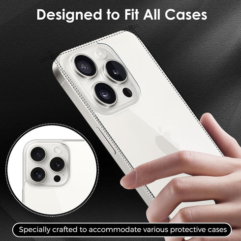 3 in 1 Screen Protector for iPhone 15 Pro Max, Front and Back Tempered Glass Screen Protector, Camera Lens Protector Ultra Thin Bubble Free(6.7 in...