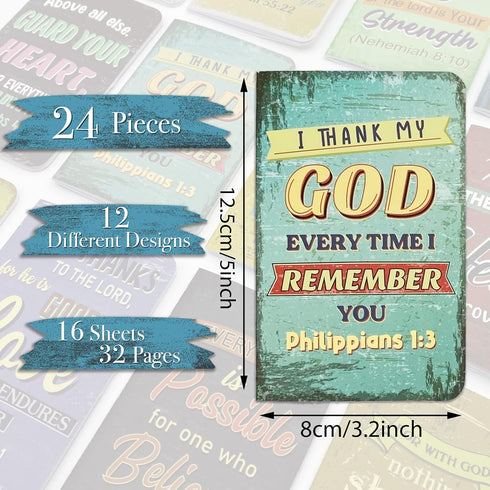 24 Pieces Bible Verse Notebook Religious Motivational Notepads Colorful Rustic Small Pocket Journal Inspirational Notepads Christian Notebooks for...