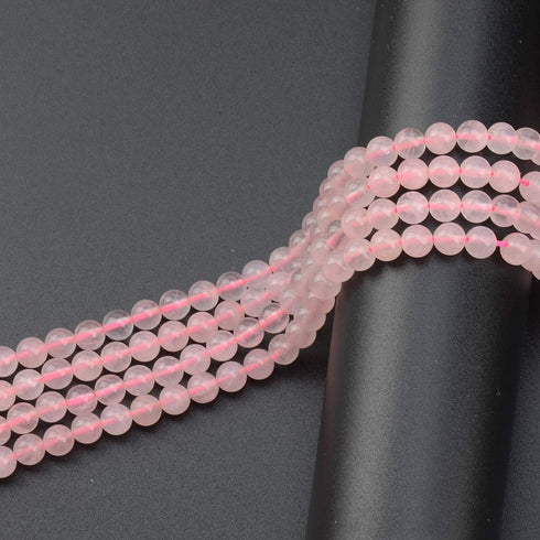 LPBeads 200Pcs Polished 6mm Round Natural Rose Quartz Gemstone Loose Beads with Stretch Cord for Jewelry Making Bracelets...