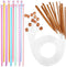 23 Pieces Tunisian Crochet Hooks Set 3-10 mm Cable Bamboo Knitting Needle with Bead Carbonized Bamboo Needle Hook 2-8 mm Assorted Color Tunisian A...