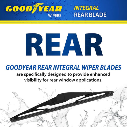 Goodyear 14" Integral Rear Wiper Blade with Polymer Hard Shell Frame, Replacement Window Wiper for Integral Arms, Pack of 1...