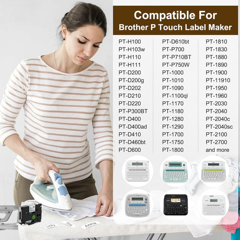 Fimax Compatible Fabric Iron-on Clothing Label Replace for Brother P Touch Fabric Tape TZe-FA3 TZeFA3 Tape 12mm 0.47'' for PT-D210 PT-D400 PT-H100...