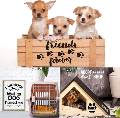 Love Dog Stencils for Painting, 18 Pack Reusable Dog Paw Trail Stencils Drawing Template for Painting on Wood Home Furniture Decor, Dog Painting S...