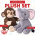 Elephant and Monkey Stuffed Animals - 2 Soft Plush Animal Toys for Baby, Toddler and Kids - Cute and Cuddly Friends for Boy or Girl - Great Gift f...