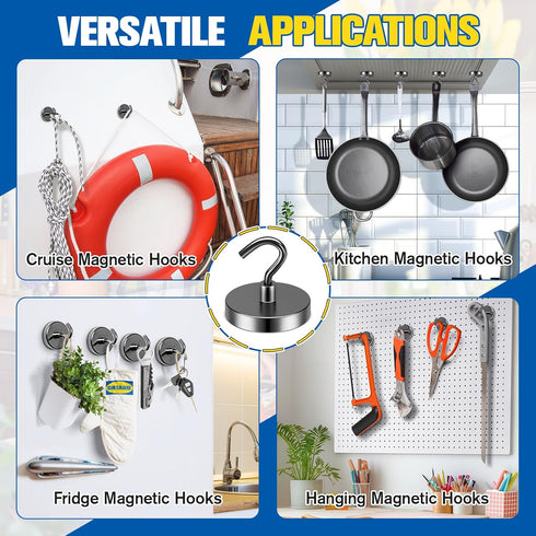 Grtard Magnetic Hooks Heavy Duty, 110 lbs Strong Magnet Hook for Cruise Cabins, Large Magnetic Hooks, Magnets with Hooks for Hanging, Cruise, Curt...