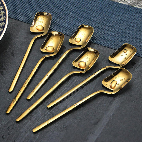 IQCWOOD Coffee Spoons, 5.6 Inches Demitasse Espresso Stainless Steel Small Spoon, Gold Teaspoons for Dessert, Sugar, Tea, Ice Cream, Set of 6...