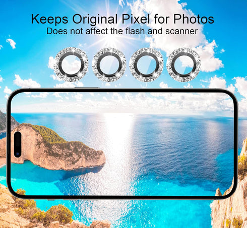 Nothers 3 Pack Bling Camera Lens Protector Compatible with iPhone 12/12 Pro /12 Mini/11/11 /11 Max, HD Tempered Glass Screen Protector, Glitter Pr...