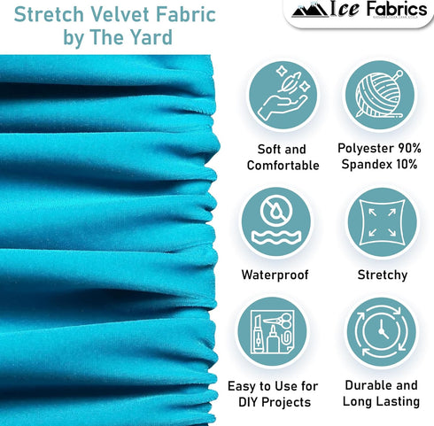 Ice Fabric Stretch Velvet Fabric by The Yard - 60" Wide Soft Stretchy Fabric for Sewing Clothes, Apparel, Costume, Crafts - 90% Polyester 10% Span...