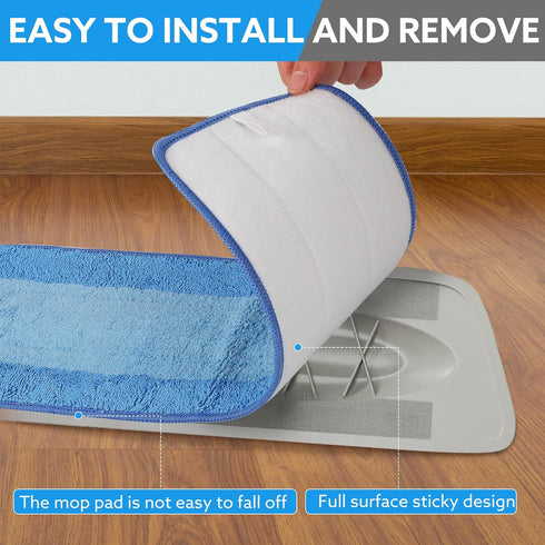 6 Pack Microfiber Cleaning Pads are Compatible with Bona Mop,18 Inch Replaceable Mop Pad Refill,Washable & Reusable Blue Microfiber Mop Pads for H...