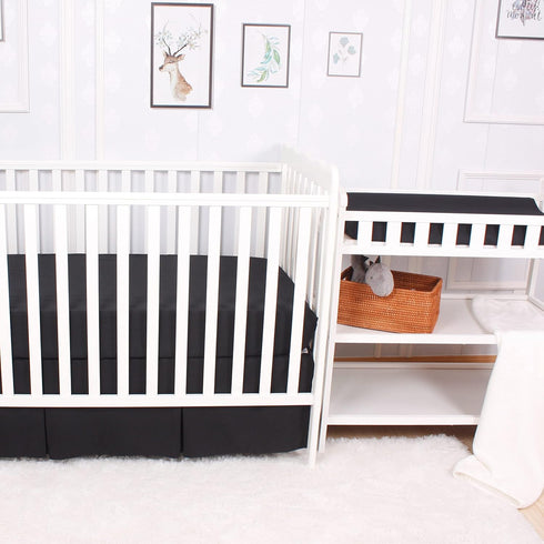 Black Diaper Changing Pad Cover with Strap Holes Set of 3, Snug Fit 4-sided Contoured Changing Table Pad 16x31 16x32, Fitted Change Pad Sheet for ...