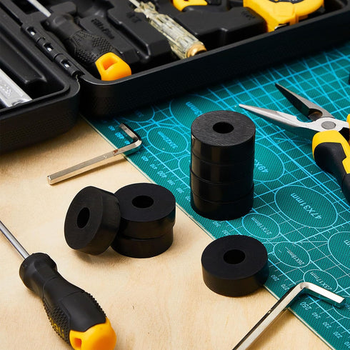 Fabbay Multi Purpose Rubber Spacer 1 Inch OD x 3/8 Inch ID x 1/2 Inch Thickness Black Round Rubber Washers Anti Vibration Rubber Bushings Spacers ...