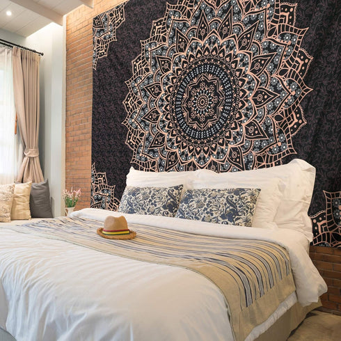 Edeesky Black Mandala Tapestry Wall Hanging Psychedelic Aesthetic Indian Hippie Wall Decor Bohemian Wall Art Boho Home Decoration for Bedroom,Livi...
