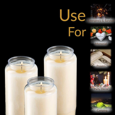 Tribello 6 Day Candles, 6 Pack | 6” White Pillar Candles for Memorial, Religious Ceremony, Party Decor, Emergency Survival | Unscented Slow Burnin...