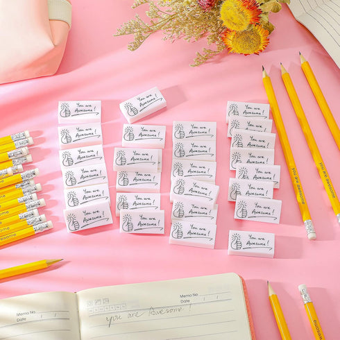 50 Pcs Appreciation Gift for Students 25 Graduation You are Awesome Motivational Pencils 25 White Appreciation Erasers for Kids Drawing Office Wri...