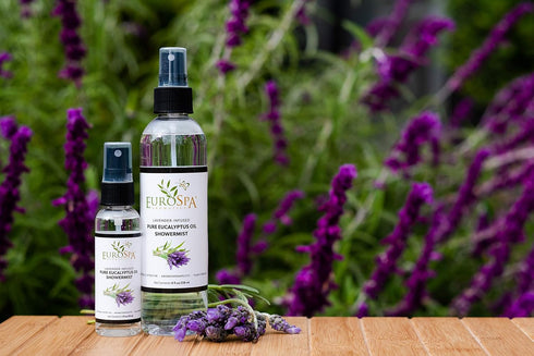 EuroSpa Aromatics Pure Eucalyptus Oil ShowerMist and Steam Room Spray, All-Natural Premium Aromatherapy Essential Oils - Lavender Infused, 2oz...