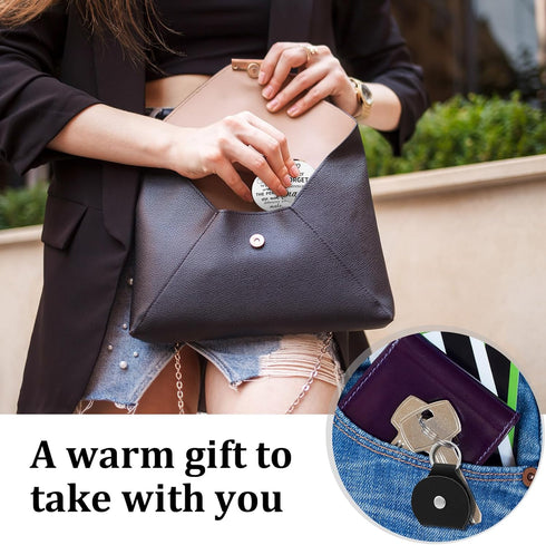 20 Set Pocket Hug Token Steel Double Sided Inspirational Gift with PU Leather Keychain Long Distance Relationship Keepsake for Employee Appreciati...