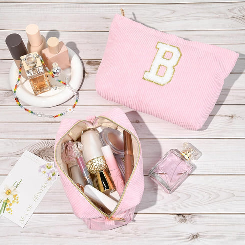 Graduation Gifts Personalized Initial Makeup Bag Mothers Day Gifts Teach Bag Makeup Bag Pouch Make Up Bags Travel Toiletry Bag for Her Mom Girlfri...