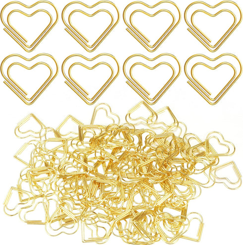 100Pcs Cute Heart Paper Clips,Smooth Stainless Steel Heart Wire Paperclips Small for Office Supplies Wedding Women Girls Kids Students Paper Docum...