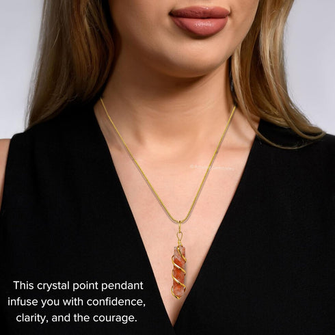 Sunstone Crystal Necklace Pendant For Women, Gold Wire Wrapped Dainty Minimalist Healing Crystal Necklaces For Men Kids Unisex Necklace Jewelry Wi...