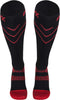 CSX 20-30 mmHg Compression Socks for Men and Women, Knee High, Recovery Support, Athletic Sport Fit, Red on Black, X-Large...