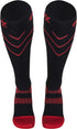 CSX 20-30 mmHg Compression Socks for Men and Women, Knee High, Recovery Support, Athletic Sport Fit, Red on Black, X-Large...