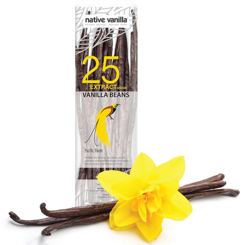25 Tahitian Vanilla Beans - Premium Grade B Whole Vanilla Pods - For Vanilla Extract, Cooking, Baking, & Desserts - Rich, Creamy Flavor - 100% Veg...
