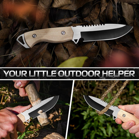 1PC outdoor multifunctional cutting knife, EDC convenient straight knife, fixed blade, multi-purpose camping and hiking survival knife...