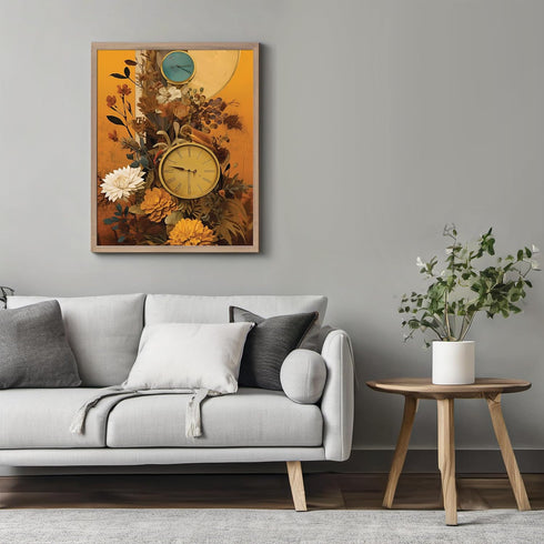 Posterizer 1 pcs-vintage cosy collage with old watches and flowers-Abstract & Modern Art-Floral & Botanical Art-Gift for Art Lovers- UNFRAMED Wall...