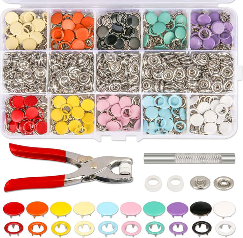 K Kwokker Snaps Buttons for Sewing with Snap Pliers 9.5mm ???? ???????????? Metal Snaps for Clothes, Children's Bodysuit, Romper, Bib Crafting, Sn...