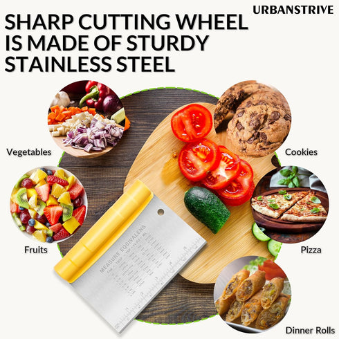 Urbanstrive Bench Scraper for Baking, Stainless Steel Dough Cutter and Scraper Tool Kitchen, Kitchen Scraper Food Scraper Tool Pizza Cutter Food C...