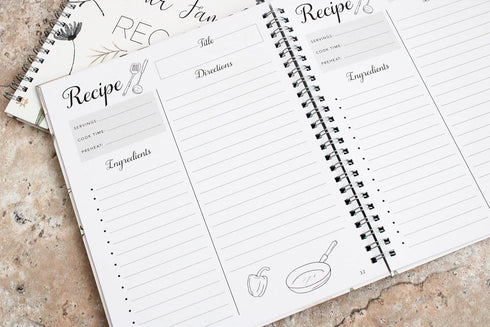 Blank Recipe Book To Write In Your Own Recipes - Family Recipe Journal to Create Your Own Cookbook - 100 Page Empty Spiral Recipe Notebook - Hardc...