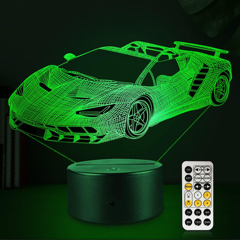 FlyonSea Race Car Gifts,Car Lamp Party Supplies 7 Color Changing Nightlight with Touch and Remote Control?Timer,Cars Light Birthday Christmas Gift...
