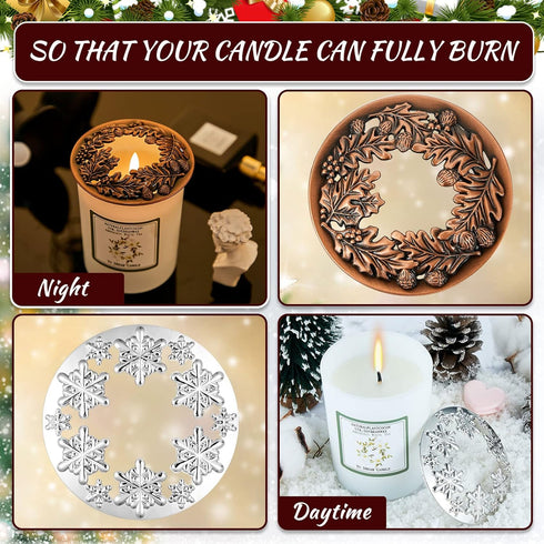 Moxweyeni 2 Pieces Candle Toppers to Burn Evenly Scented Jar Candles Cover 2.85 Inch Mother's Day Gifts Leaf Pine Topper Lids Accessories Sleeves ...