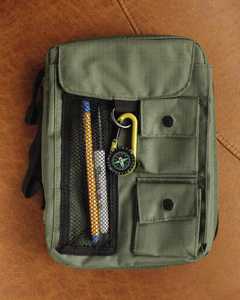 Compass Bible Cover, Zippered, with Handle, Nylon, Green, Medium...