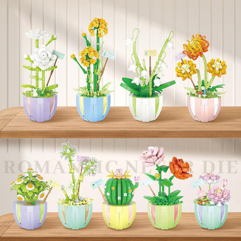 Easter Flowers Bouquet Building Set,Office Decor Sets Artificial Flowers Construction Toys,Creative DIY Botany Immortal Flower Decoration Gift for...