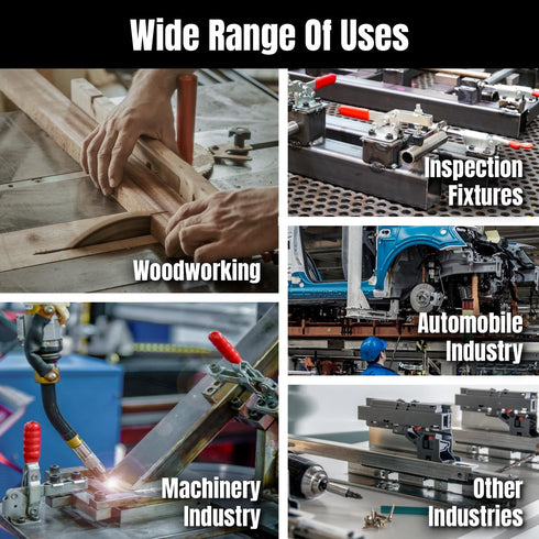 POWERTEC 4PK Toggle Clamp, 60 lbs Holding Capacity, 201 Quick Release Horizontal Clamps w/ Antislip Rubber Pressure Tip for Woodworking Jigs and F...