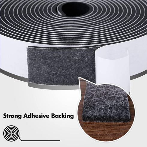 Weather Stripping Door Seal, 1/4 Inch W X 1/8 Inch T Adhesive Foam Tape, Window Door Draught Excluder Air Conditioner Gasket Foam Tape, Total Leng...