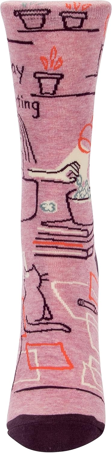 Blue Q Women's Funny Crew Socks ~ Go Away, I'm Introverting. (fit shoe size 5-10)...