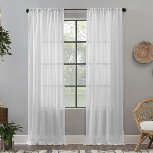 Clean Window Crushed Texture Allergy/Pet Friendly Anti-Dust Sheer Curtain Panel, 52" W x 96" L, White...