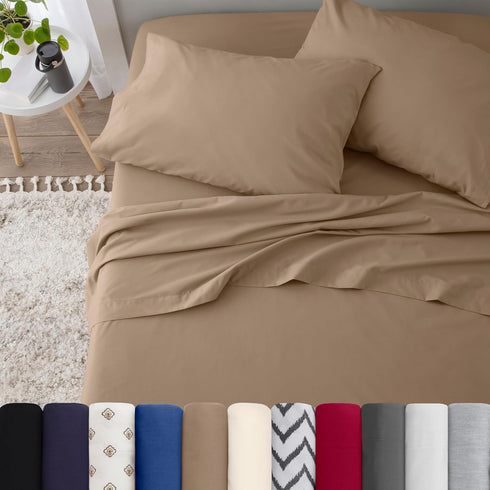 3 Piece Twin Sheets Set | Twin Bed Sheets Set – Light Weight, Soft Breathable Sheets | Brushed Cotton Rich Blend | Secure-Fit, Wrinkle Resistant, ...