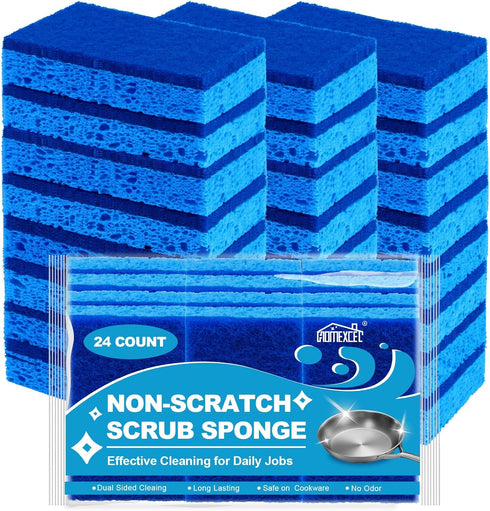 HOMEXCEL Sponges Kitchen 24pcs, Non-Scratch Scrub Dish Sponges, Safe on Non-Stick Cookware,Dual Sided Cleaning Sponges for Kitchen,Household,Bathr...