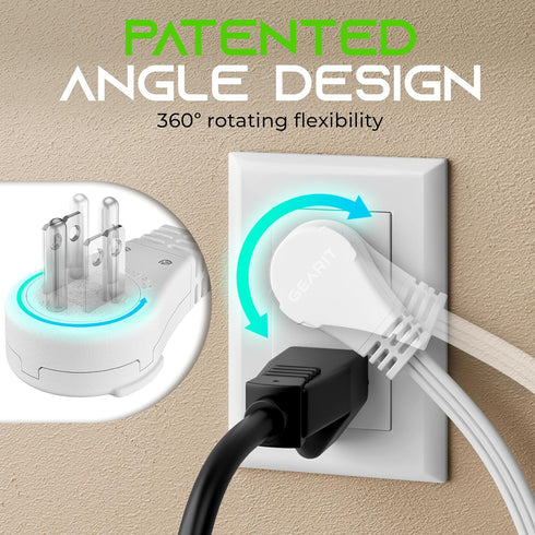 360 Extension Cord, Rotating Flat Plug Adapter for Small Spaces, ETL Certified Multi 3 Outlet Extension Wire, Flat Extension Cord with Sleek Socke...