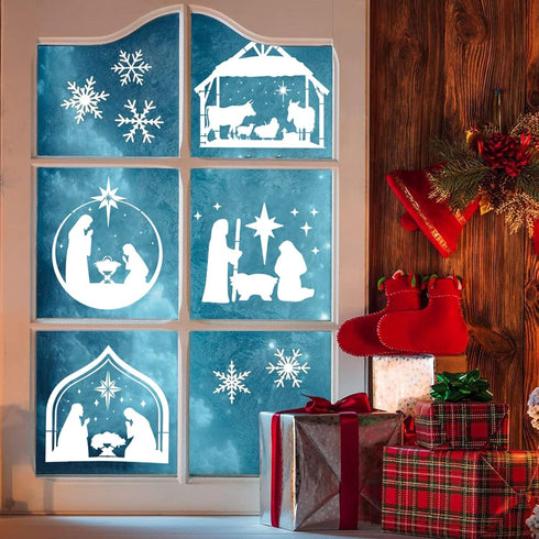 11 Pieces Christmas Nativity Scene Stencils Nativity of Jesus Stencil Reusable DIY Drawing Stencil for Painting on Wood Canvas Reusable Nativity S...