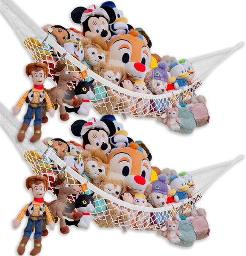 Stuffed Animal Hammock for Plushie Toys | Corner Hanging Storage Net for Organizing your Teddy and Stuffy Collection | (Net 2 Packs, Original Whit...