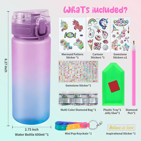 FOCone Decorate Your Own Water Bottle Kits for Girls - Fun Arts & Crafts Gift Toys for Ages 4-6-8-10, Birthday Gift Present for Budding Artists (U...