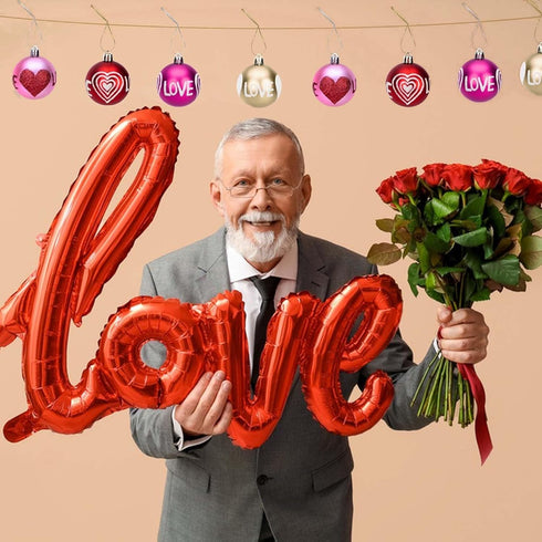 12 Pieces Valentine's Day Hanging Ball Ornaments, Heart Glitter Balls Decorative Supplies for Party, Valentine's Day,Wedding Tree Decorations...
