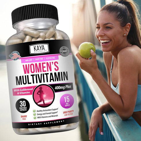 Kaya Naturals Women's Multivitamin, Overall Healthy Antioxidant, and Immune Support, Vitamins A, D, C, E, Biotin, Folic Acid, & Multi-Mineral, Ene...