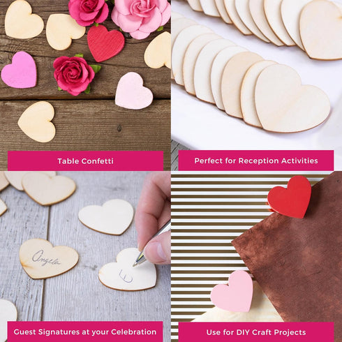 Kate Aspen Wooden Hearts for Guest Book (Set of 75) Wedding Guestbook Alternative Drop Box Hearts, Unfinished Wood Shapes for Crafts...